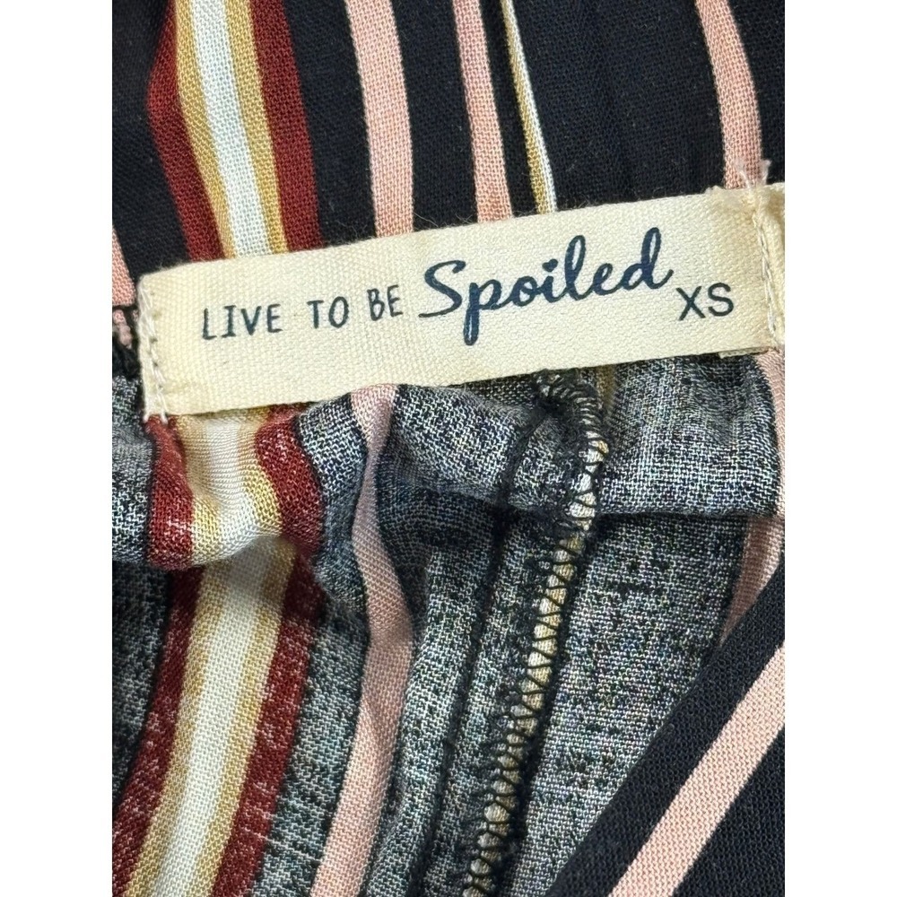 Live To Be Spoiled Striped Two Piece Set Crop Top Wide Leg Pants XS S KOLB017J - Picture 7 of 11